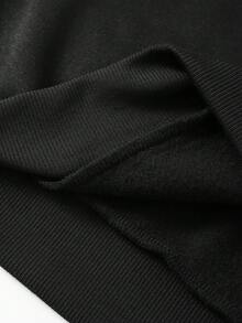 SHEIN EZwear Patterned Printed Warm Lined Crewneck Sweatshirt - Black - View 3