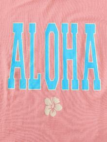 SHEIN 幼童女生字母印花短袖t恤 - 橘色 - 查看 4