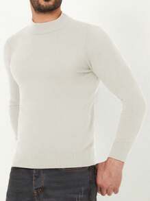 RueChic Men's Slim Fit Turtleneck Sweater - Beige - View 1