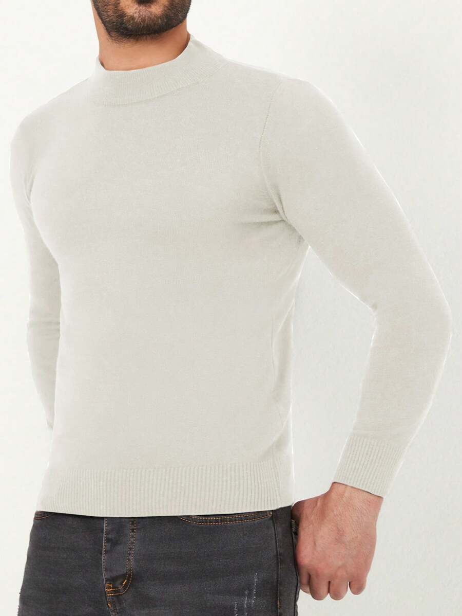 RueChic Men's Slim Fit Turtleneck Sweater - Beige - View 1