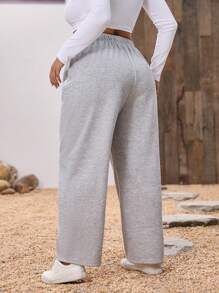 Calvaya 大码女式保暖内衬运动裤 - 灰色 - 查看 3