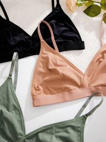 Plus Size Women's Solid Color Underwear Bra Set, 3pcs - Multicolor - View 4