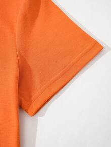 SHEIN LUNE Women's Claw & Letter Print Dress - Orange - View 3