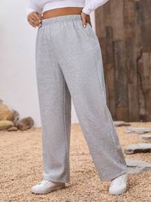 Calvaya 大码女式保暖内衬运动裤 - 灰色 - 查看 5