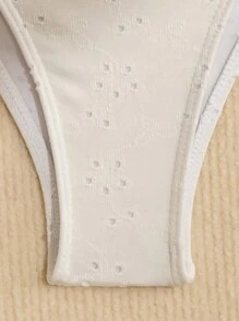 SHEIN Swim 女士交叉前挂脖比基尼套装夏季海滩 - 白色 - 查看 6