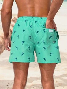 Manfinity Swimmode Shorts de natación de cintura con cordón - verde menta - Ver 2