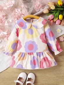 Vestido estampado floral para bebé niña de primavera/verano en diseño popular - Multicolor - Ver 1