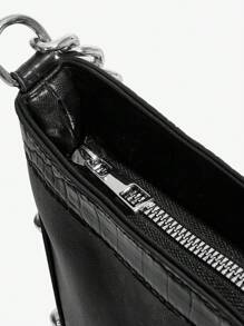 SHEIN SXY 女士黑色金屬鏈肩包 - 黑色 - 查看 5