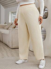 Calvaya Kích thước lớn Màu thuần Eo cao Quần - Màu be - Xem 1