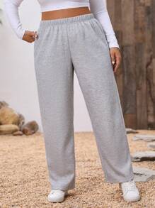 Calvaya 大码女式保暖内衬运动裤 - 灰色 - 查看 4