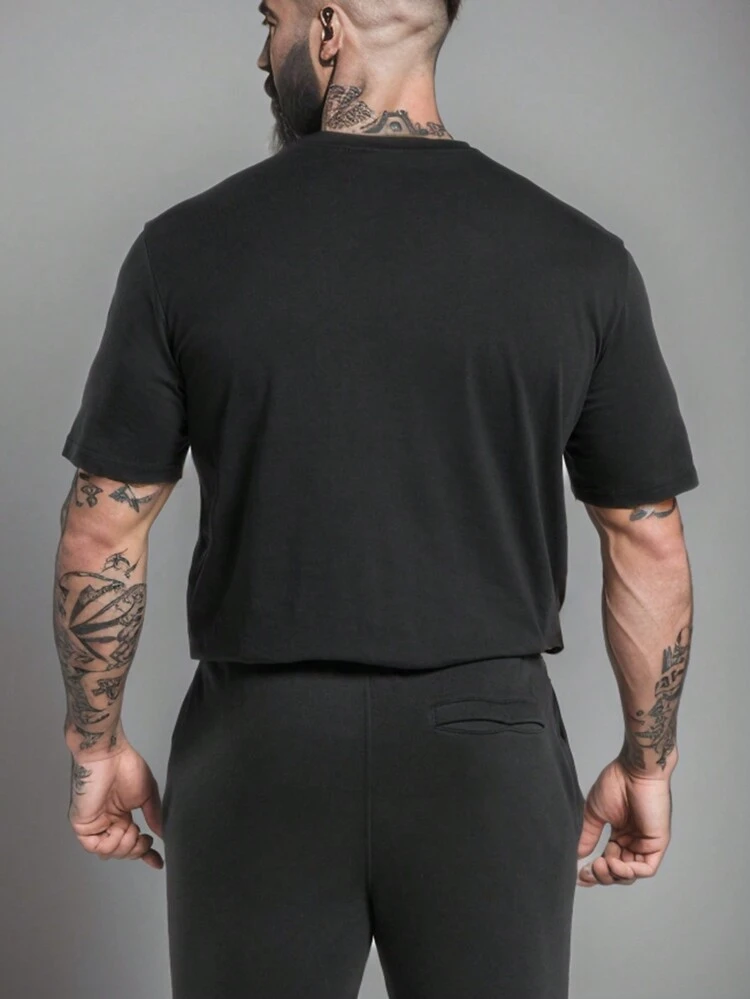 Men's Letter Printed Sports T-Shirt Workout Tops