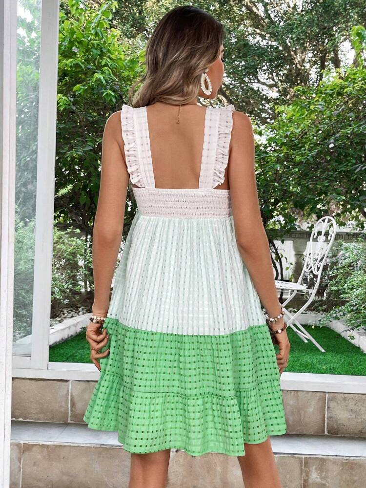 Women's Color Block Wide Strap Dress