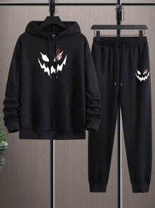 Manfinity Nam In biểu thức Dây rút Áo Hoodie & Quần thể thao - màu đen - Xem 3