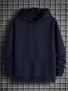 男士肖像和口号印花连帽衫 - 藏蓝色 - 查看 2