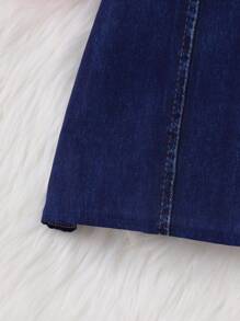 SHEIN Little Girls' Color Blocking 2 In 1 Dress With Waist Belt - Pink - View 5