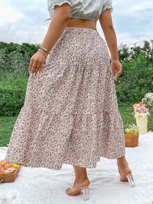 SHEIN SunnyBelle 大尺碼女性花卉印花不對稱裙擺 - 彩色 - 查看 2