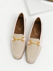 British Style Vintage Slip-On Women's Loafers Flat Shoes - Apricot - View 3