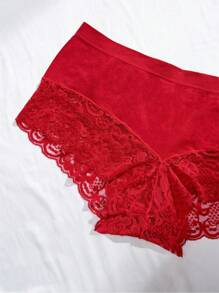 SHEIN 3件装大码基本款蕾丝拼布打底裤 - 彩色 - 查看 5