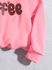 SHEIN Cô gái Tween In Vòng cổ Áo nỉ Với Slogan - Màu Hồng  Dưa hấu - Xem 4