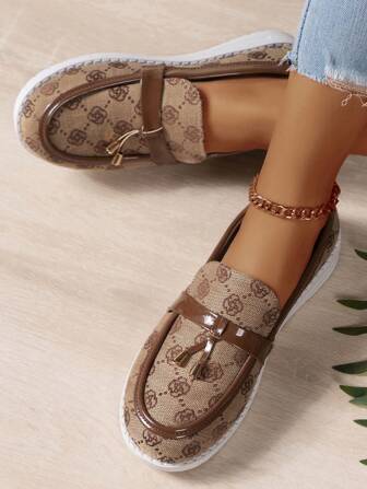 女士刺繡平底鞋,帶鈴鐺裝飾,休閒透氣滑步便鞋,柔軟鞋底,金色