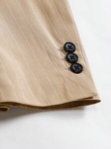 Manfinity Mode Men'S Striped Notched Lapel Single Breasted Blazer And Dress Pants Set - Khaki - View 5