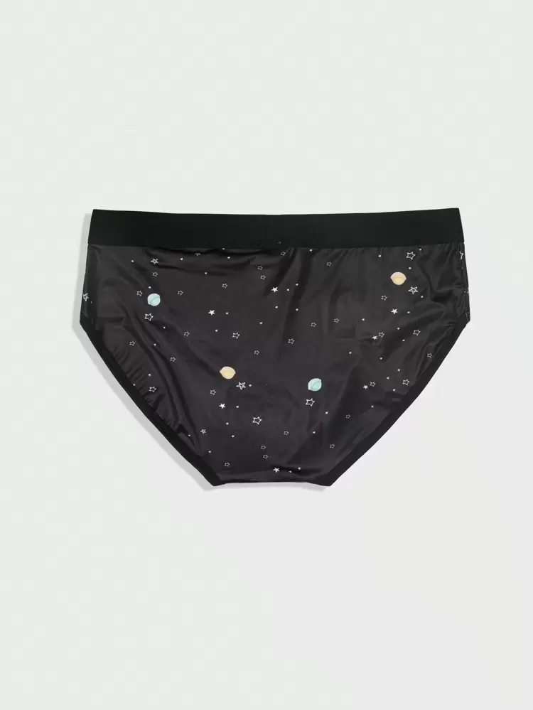 Men's Naughty Multicolor Space Print Briefs With High Stretch Fabric
