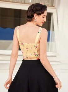 SHEIN DECDS 女性花卉印花背心 - 黃色 - 查看 2