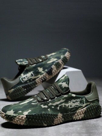 Men'S Sports Shoes Lace-Up Flat Bottom Running Shoes Casual Sneakers, 2023 New Arrival