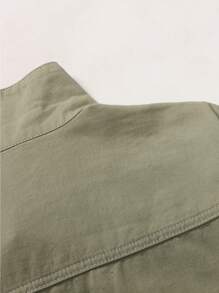 Manfinity Homme Camisa De Mezclilla De Carga De Color Sólido Para Hombres De Talla Grande - Verde - Ver 5