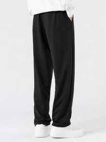 Manfinity Hypemode 男士束口腰帶印花褲子 - 黑色 - 查看 2