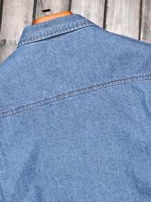 Manfinity Homme Men'S Long Sleeve Denim Shirt - Dark Wash - View 5