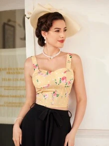 SHEIN DECDS 女性花卉印花背心 - 黃色 - 查看 7