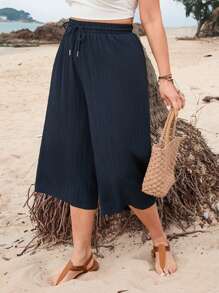 SHEIN VCAY Plus Size Solid Color Cropped Summer Pants
