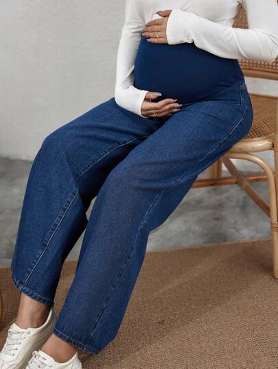 SHEIN Maternity Adjustable Waistband Flared Jeans