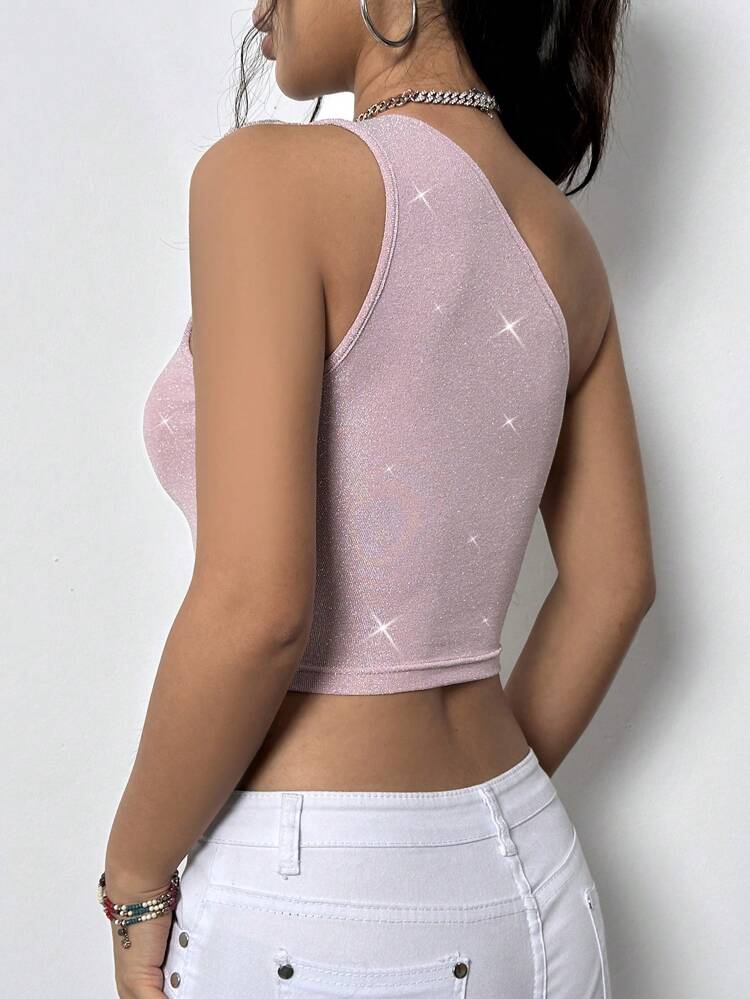 Women'S One Shoulder Top With 3d Flower Decoration