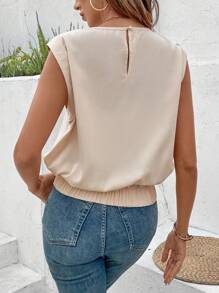 SHEIN Frenchy Women'S Arc-Hem V-Neck Waist-Tie Blouse