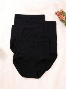 Women's Solid Color Panties (High Waist Triangle Briefs) 5pcs/Set