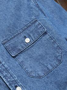 Manfinity Homme Men'S Long Sleeve Denim Shirt - Dark Wash - View 8