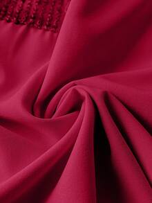 Celure 大碼閃亮面板長袖襯衫 - 酒紅色 - 查看 3