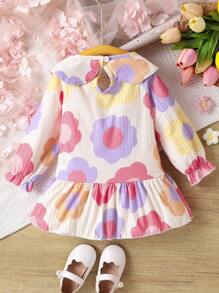 Vestido estampado floral para bebé niña de primavera/verano en diseño popular - Multicolor - Ver 2