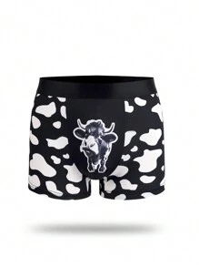 Men's Printed Boxer Shorts With Cow Pattern