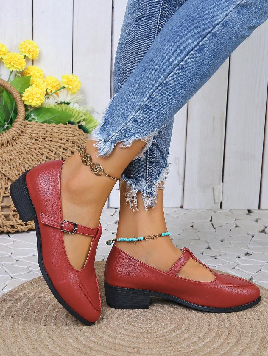 女士d'orsay尖頭中跟禮服鞋,優雅的辦公室泵鞋,復古t型瑪丹鞋圓頭扣細跟低跟禮鞋,適用於工作或休閒日常穿著