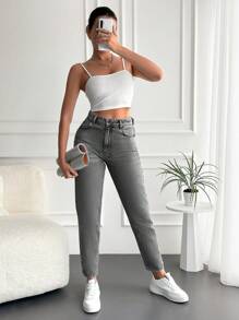 Cloudara Women's Solid Color Skinny Jeans - Dark Wash - View 4