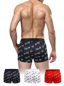 Men'S Love Letter Printed Boxer Briefs (Set Of 3) - Multicolor - View 2