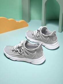 Breathable, Comfortable And Soft Children's Casual Sports Running Shoes - Grey - View 2