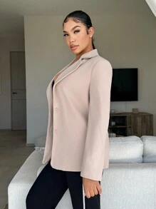 SHEIN SXY Của phụ nữ Single-breasted - Màu be - Xem 4