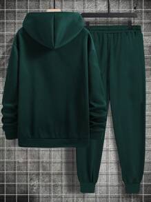Manfinity Homme Men Plus Letter Print Hoodie And Pants Two-Piece Set