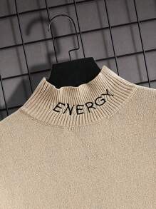 Manfinity VCAY Men's Long Sleeve Sweater With Letter Embroidery, For Fall Winter