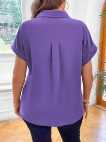 Vionelle Plus Size Solid Color Short Sleeve Shirt