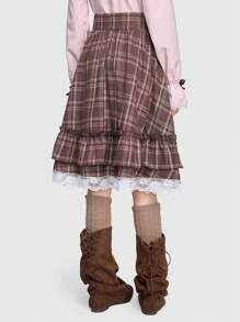 ROMWE J-Fashion 森系格子A字裙